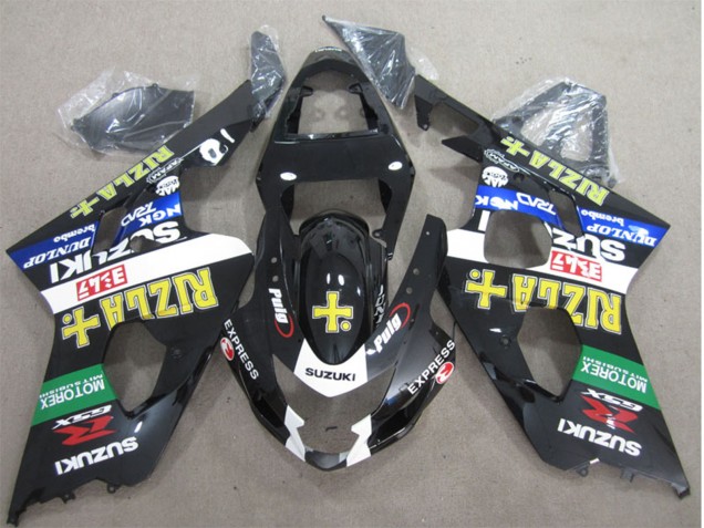 2004-2005 Glossy Black White Green Yellow Rizla Suzuki GSXR 600 Motorcycle Fairings UK