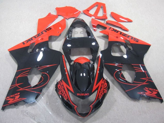 2004-2005 Glossy Black Red Suzuki GSXR 600 Motorcycle Fairings UK
