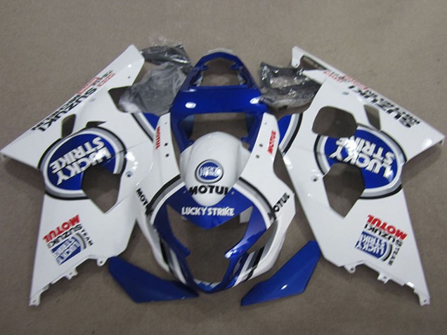 2004-2005 White Blue Lucky Strike Motul Suzuki GSXR 600 Motorcycle Fairings UK