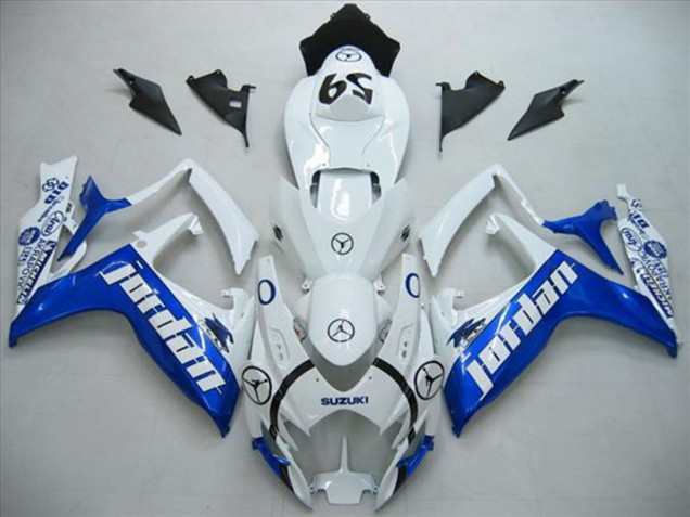 2006-2007 White Blue Jordan 59 Suzuki GSXR 600 Motorcycle Fairings UK
