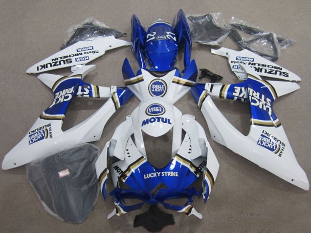 2008-2010 White Blue Lucky Strike Motul Suzuki GSXR 600 Motorcycle Fairings UK