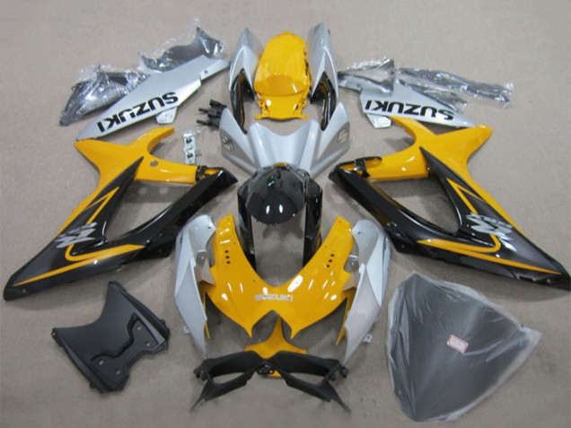 2008-2010 Yellow Silver Glossy Black Suzuki GSXR 600 Motorcycle Fairings UK