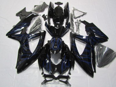 Buy 2008-2010 Glossy Black Blue Flame Suzuki GSXR 600 Motorcycle Fairings UK