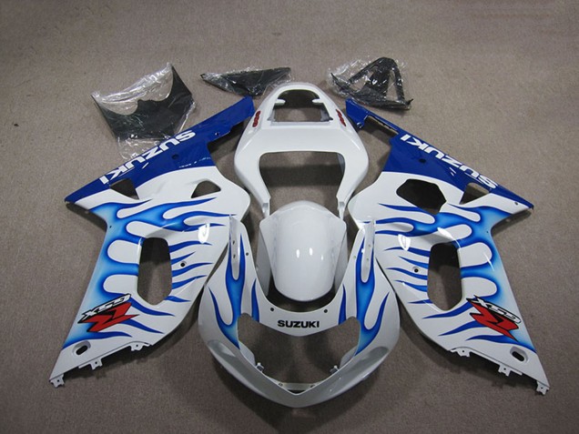2001-2003 White Blue Flame Suzuki GSXR 750 Motorcycle Fairings UK