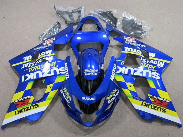 2004-2005 Blue Neon Yellow Telefonica MoviStar Motul Suzuki GSXR 750 Motorcycle Fairings UK