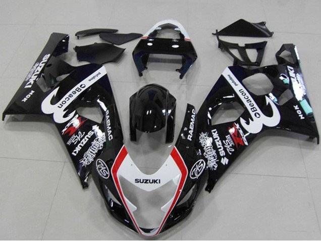 2004-2005 Glossy Black White Red Beacon Suzuki GSXR 750 Motorcycle Fairings UK