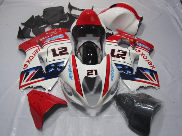 1996-2007 White Red Blue Xerox 21 Suzuki GSXR 1300 Hayabusa Motorcycle Fairings UK