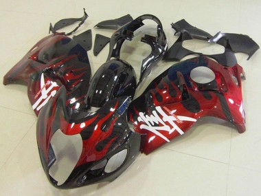 Buy 1996-2007 Glossy Black Red Flame Suzuki GSXR 1300 Hayabusa Motorcycle Fairings UK