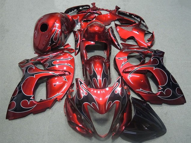 1996-2007 Red Silver Black Flame Suzuki GSXR 1300 Hayabusa Motorcycle Fairings UK