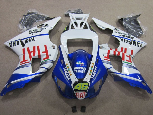 1998-1999 White Blue Red Motul Fiat 46 Yamaha YZF R1 Motorcycle Fairings UK