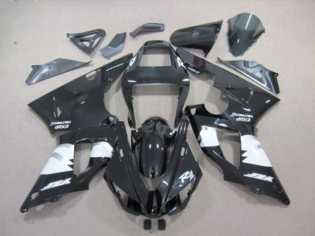1998-1999 Glossy Black White Yamaha YZF R1 Motorcycle Fairings UK