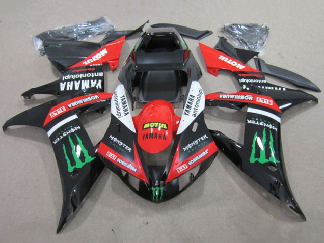 2002-2003 Red Glossy Black White Green Motul Monster Yamaha YZF R1 Motorcycle Fairings UK
