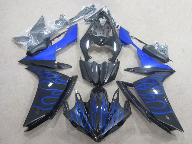 2007-2008 Glossy Black Blue Flame Yamaha YZF R1 Motorcycle Fairing UK