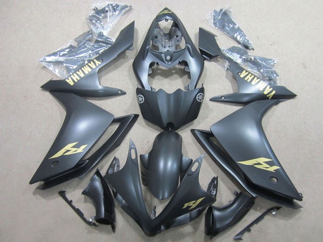 2007-2008 Matte Black Gold Decal Yamaha YZF R1 Motorcycle Fairings UK