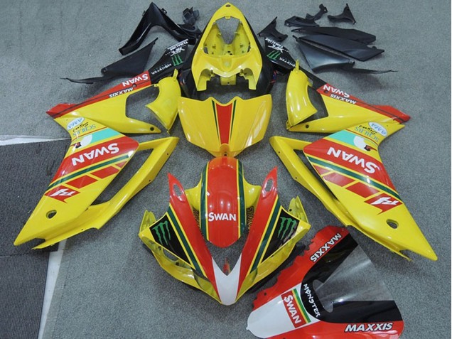 2007-2008 Yellow Red Black White Swan Yamaha YZF R1 Motorcycle Fairings UK