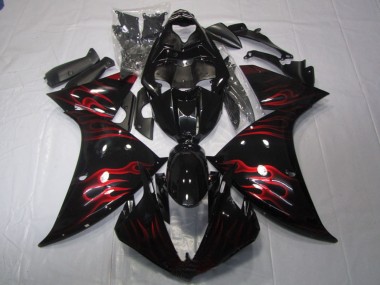 Buy 2009-2011 Glossy Black Red Flame Yamaha YZF R1 Motorcycle Fairing UK