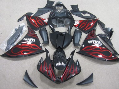 Buy 2009-2011 Glossy Black Red Flame Yamaha YZF R1 Motorcycle Fairings UK