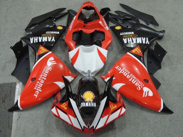 2009-2011 Red White Black Santander Red Yamaha YZF R1 Motorcycle Fairings UK