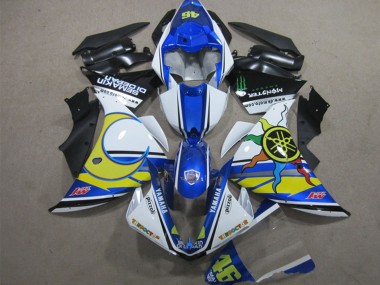 Buy 2012-2014 White Blue Yellow Black Pizzoli Semakin Didepan Monster Yamaha YZF R1 Motorcycle Fairings UK