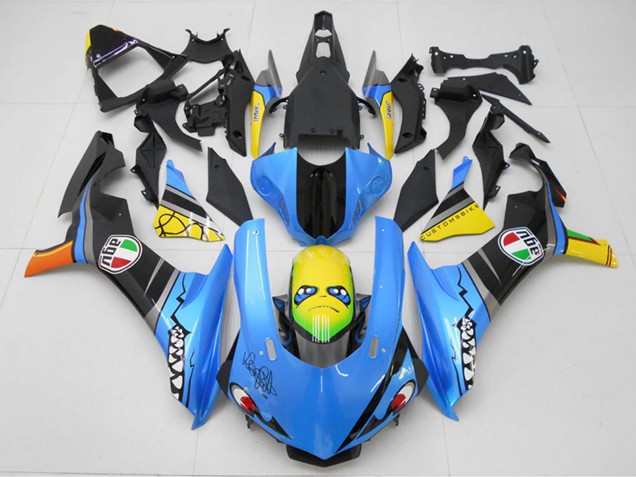 2015-2019 Blue Yellow Shark Yamaha YZF R1 Motorcycle Fairing Kits UK