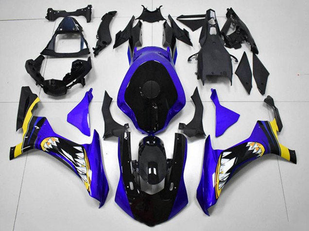 2015-2019 Blue Yellow Glossy Black Shark Yamaha YZF R1 Motorcycle Fairings UK