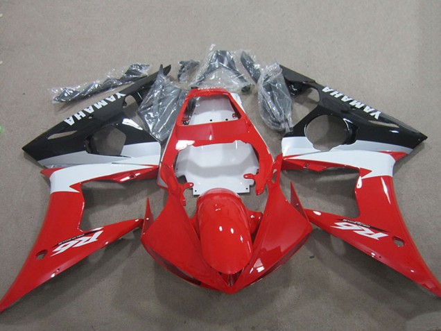 2003-2004 Red White Glossy Black Yamaha YZF R6 Motorcycle Fairing Kits UK
