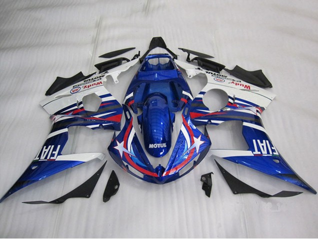 2003-2004 White Blue Red Motul Fiat Yamaha YZF R6 Motorcycle Fairings UK