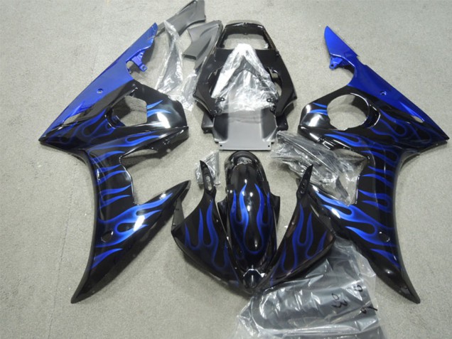 2003-2004 Glossy Black Blue Flame Yamaha YZF R6 Motorcycle Fairings UK