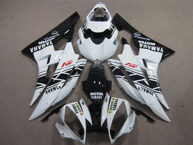 2006-2007 White Glossy Black Motul Yamaha YZF R6 Motorcycle Fairings UK