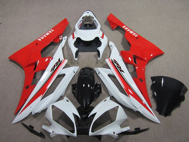 2006-2007 White Red Glossy Black Yamaha YZF R6 Motorcycle Fairing UK