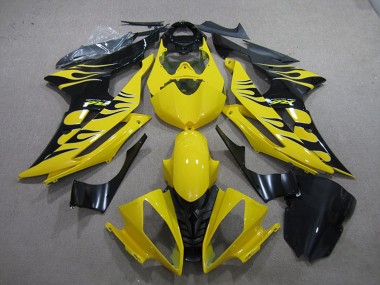 Buy 2008-2016 Yellow Glossy Black Flame Yamaha YZF R6 Motorcycle Fairings UK