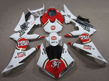 Buy 2008-2016 White Red Lucky Strike Yamaha YZF R6 Motorcycle Fairings UK