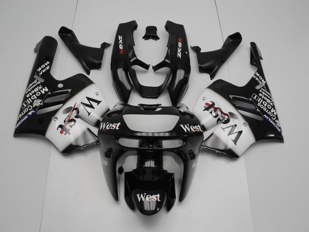 Buy 1994-1997 Black White West Kawasaki ZX9R Motorcycle Replacement Fairings UK