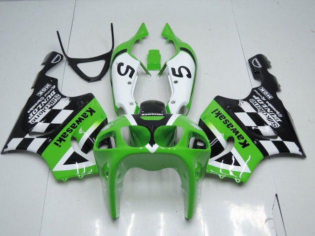 Buy 1996-2003 Green Black and White Kawasaki ZX7R Motor Fairings UK