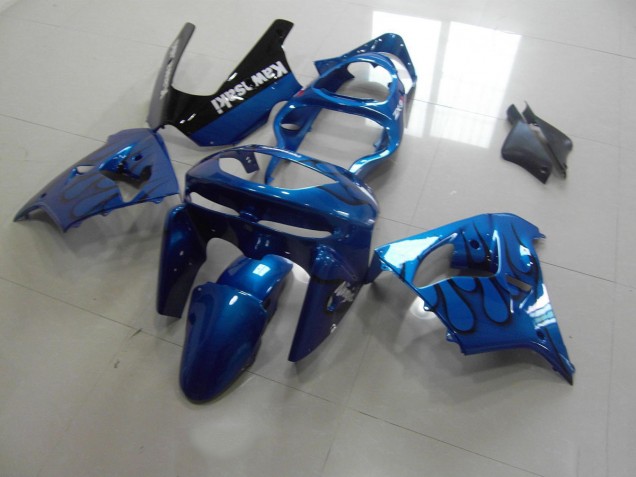 Buy 1998-1999 Blue Black Flame Kawasaki ZX9R Motorbike Fairing UK Buy 1998-1999 Blue Black Flame Kawasaki ZX9R Motorbike Fairing UK