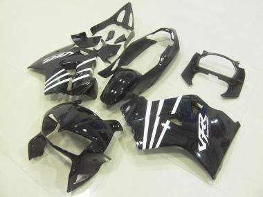 Buy 1998-2001 Black White Stripe Honda VFR800 Motorcycle Fairings Kit UK