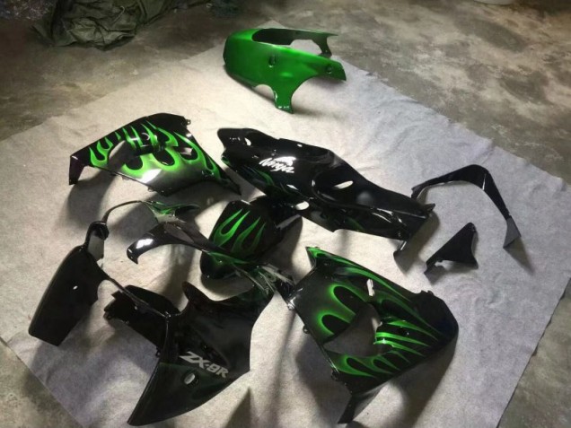 Buy 2000-2001 Glossy Black Green Flame Kawasaki ZX9R Motorcyle Fairings UK Buy 2000-2001 Glossy Black Green Flame Kawasaki ZX9R Motorcyle Fairings UK