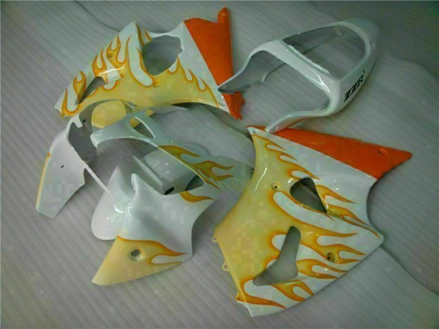 Buy 2000-2002 White Yellow Flame Kawasaki ZX6R Bike Fairings UK Buy 2000-2002 White Yellow Flame Kawasaki ZX6R Bike Fairings UK
