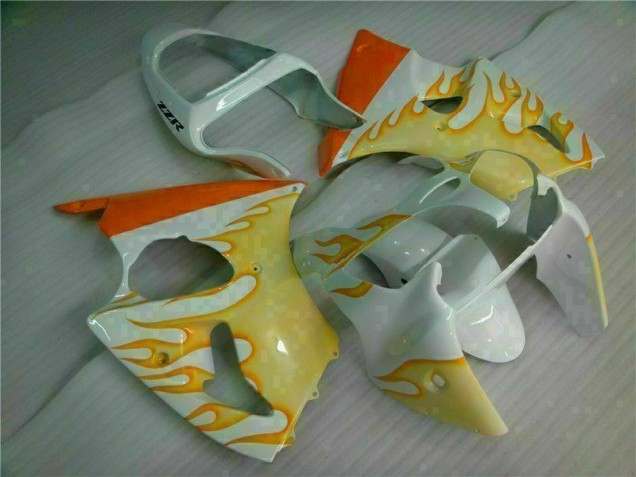 Buy 2000-2002 White Yellow Flame Kawasaki ZX6R Bike Fairings UK Buy 2000-2002 White Yellow Flame Kawasaki ZX6R Bike Fairings UK