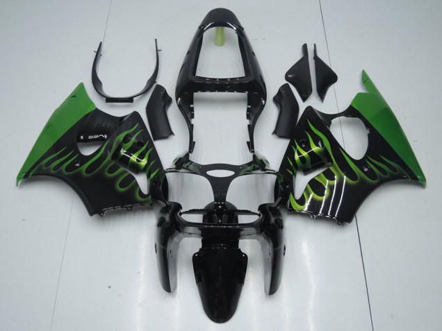 Buy 2000-2002 Black with Green Flame Kawasaki ZX6R Motorcyle Fairings UK Buy 2000-2002 Black with Green Flame Kawasaki ZX6R Motorcyle Fairings UK