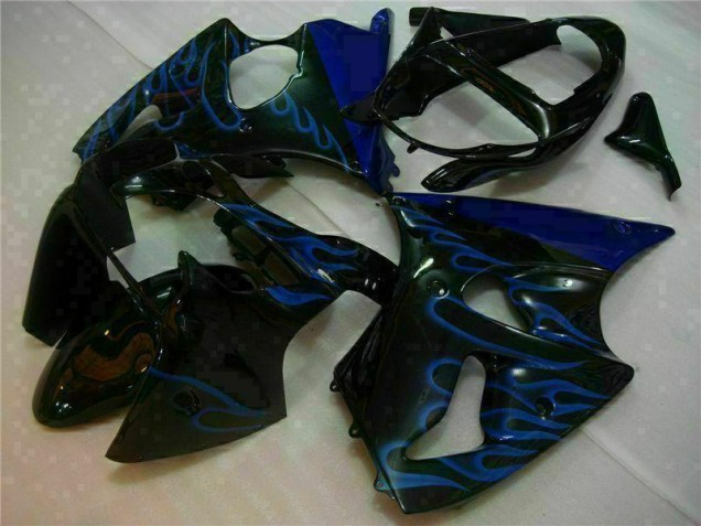 Buy 2000-2002 Black with Blue Flame Kawasaki ZX6R Motorbike Fairings UK Buy 2000-2002 Black with Blue Flame Kawasaki ZX6R Motorbike Fairings UK