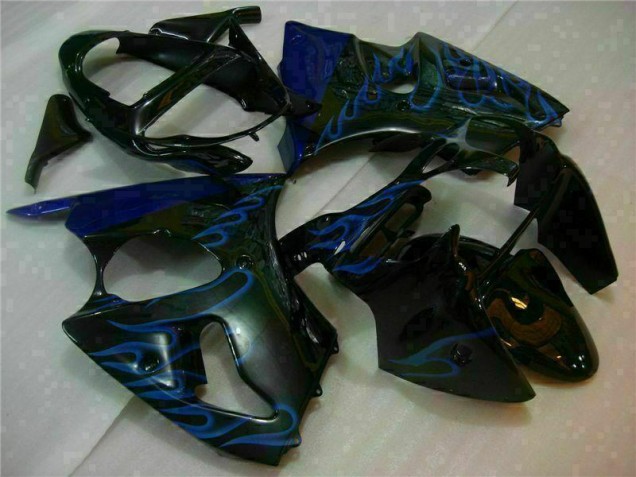 Buy 2000-2002 Black with Blue Flame Kawasaki ZX6R Motorbike Fairings UK Buy 2000-2002 Black with Blue Flame Kawasaki ZX6R Motorbike Fairings UK
