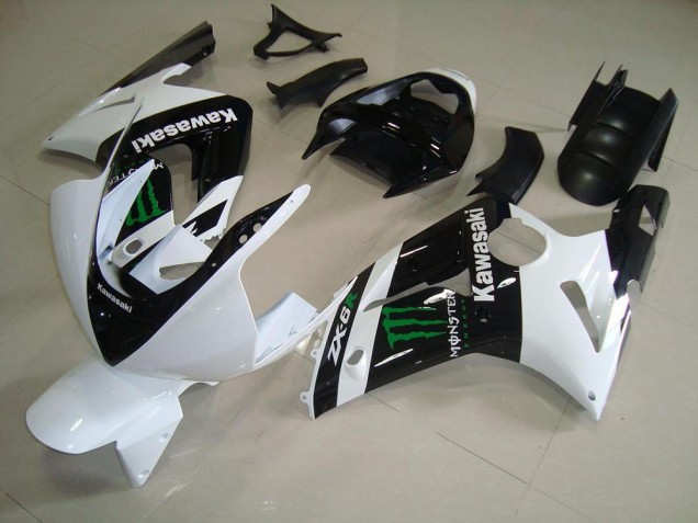 Buy 2003-2004 White Monster Kawasaki ZX6R Bike Fairings UK Buy 2003-2004 White Monster Kawasaki ZX6R Bike Fairings UK