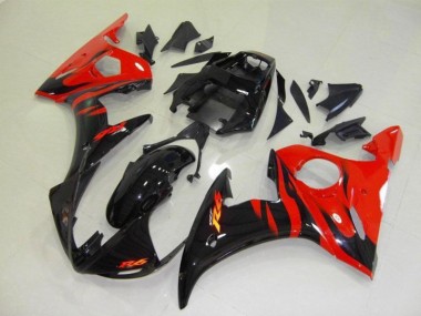 Buy 2003-2005 Black Red Flame Yamaha YZF R6 Bike Fairing Kit UK