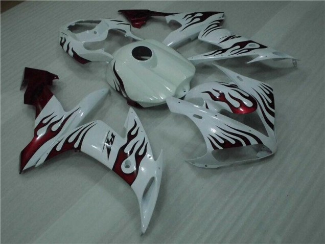 Buy 2004-2006 White Red Flame Yamaha YZF R1 Motorcyle Fairings UK