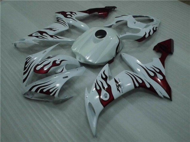 Buy 2004-2006 White Red Flame Yamaha YZF R1 Motorcyle Fairings UK