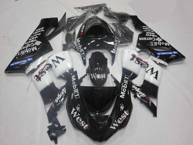 Buy 2005-2006 White Black Kawasaki ZX6R Motorcycle Fairing UK Buy 2005-2006 White Black Kawasaki ZX6R Motorcycle Fairing UK