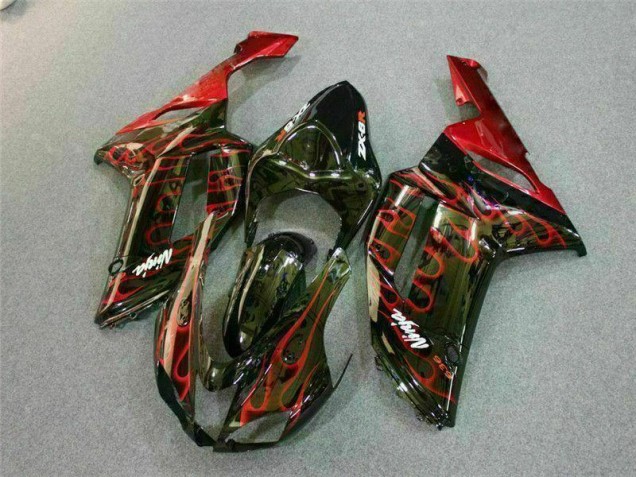 Buy 2007-2008 Black Red Flame Kawasaki ZX6R Motor Bike Fairings UK Buy 2007-2008 Black Red Flame Kawasaki ZX6R Motor Bike Fairings UK