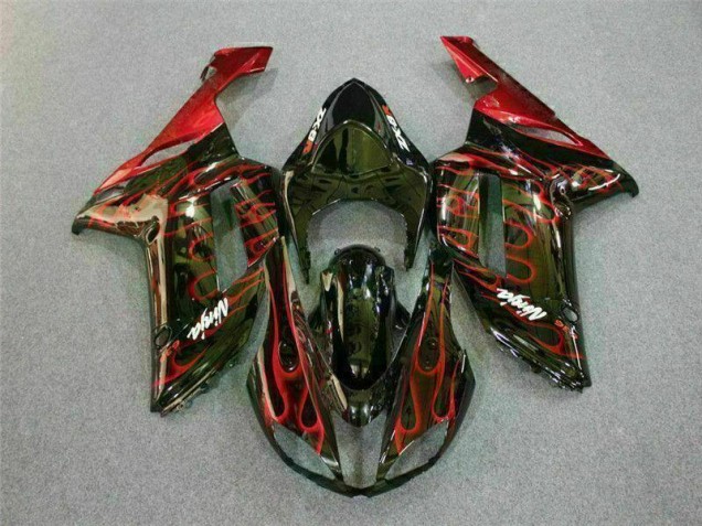 Buy 2007-2008 Black Red Flame Kawasaki ZX6R Motor Bike Fairings UK Buy 2007-2008 Black Red Flame Kawasaki ZX6R Motor Bike Fairings UK