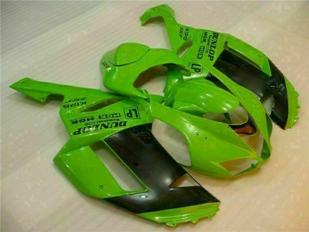 Buy 2007-2008 Green Black Dunlop Kawasaki ZX6R Motorbike Fairing Kits UK Buy 2007-2008 Green Black Dunlop Kawasaki ZX6R Motorbike Fairing Kits UK